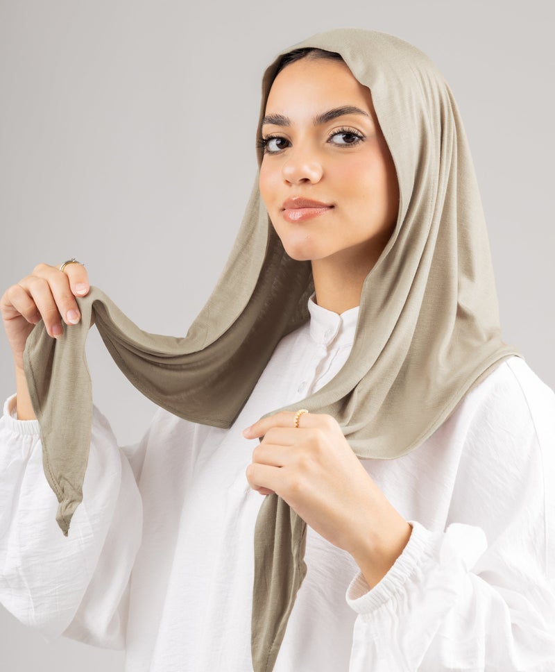 Luxurious Cotton Lycra Wrap Scarf — Ecru Beige