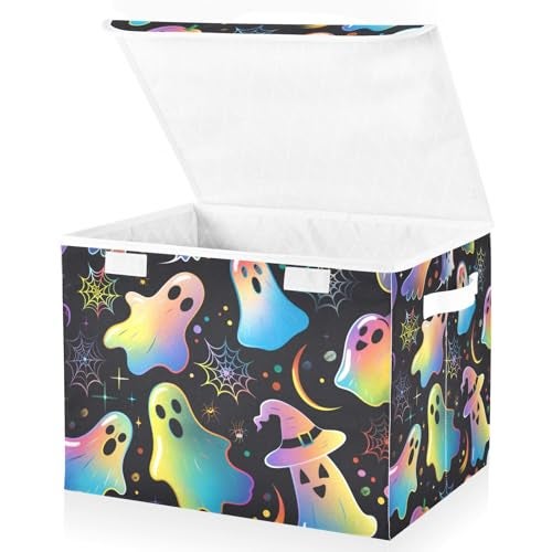 senya Halloween Baskets Collapsible Storage Bins with Lids Halloween Colorful Print Storage Boxes Clothes Baskets for Organizing B06D22020 - Image 1
