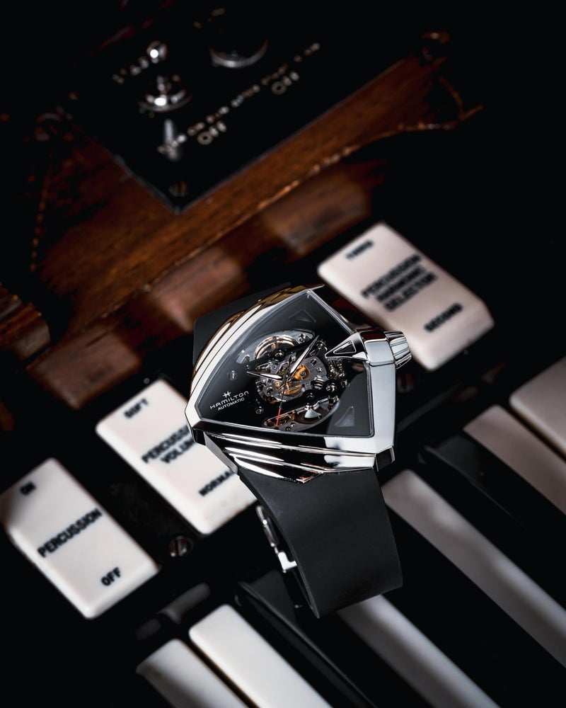 Hamilton Watch Ventura XXL Skeleton Auto | Swiss Made | 45.5mm x 46mm Stainless Steel Case | Black Dial Analog Watch | Black Rubber Strap (Model: H24625330) - Image 4