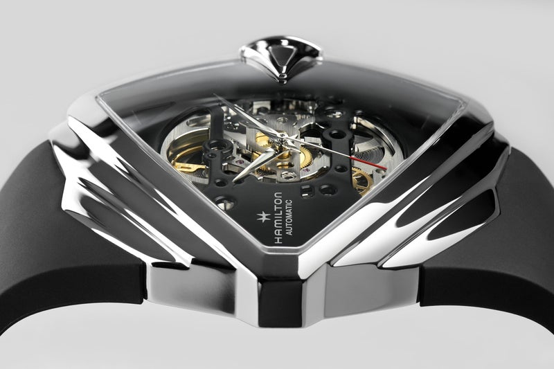 Hamilton Watch Ventura XXL Skeleton Auto | Swiss Made | 45.5mm x 46mm Stainless Steel Case | Black Dial Analog Watch | Black Rubber Strap (Model: H24625330) - Image 2