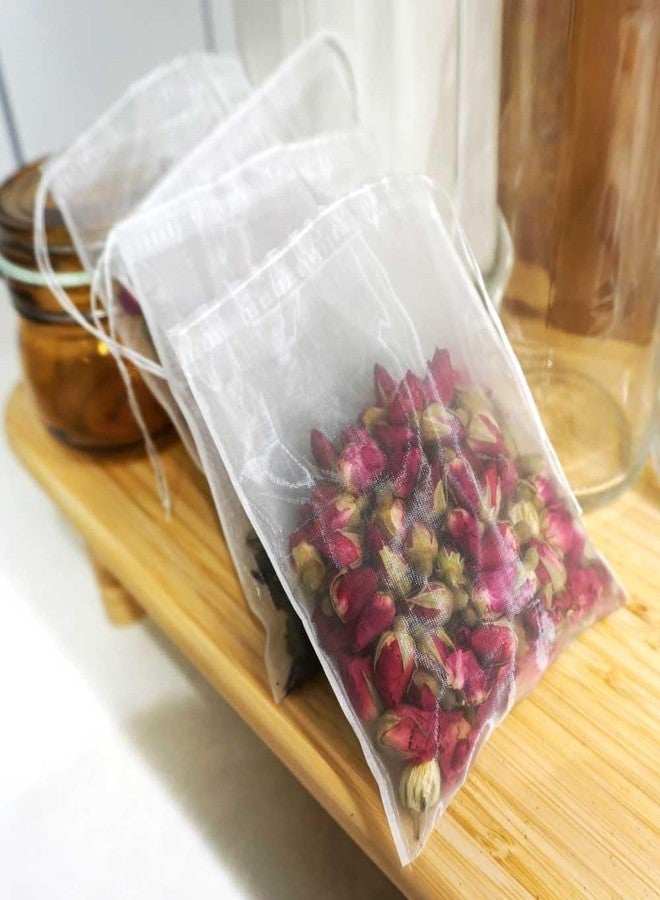 Insiswiner 50Pcs Empty Pyramid Nylon Tea Bags Mesh Tea Infuser Bag Herb Spice Filter Strainer Bags With String (3.93x4.7inch) - Image 5
