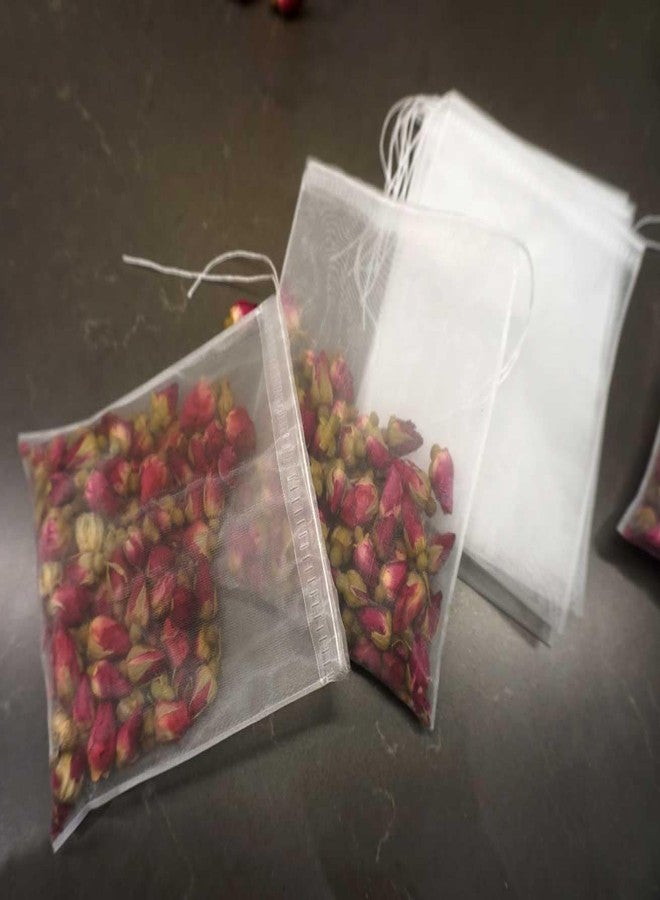 Insiswiner 50Pcs Empty Pyramid Nylon Tea Bags Mesh Tea Infuser Bag Herb Spice Filter Strainer Bags With String (3.93x4.7inch) - Image 2