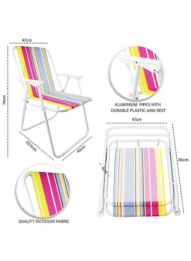 كرسي تخييم قابل للطي | كرسي قابل للطي للحديقة والشاطئ متعدد الألوان - Image 2