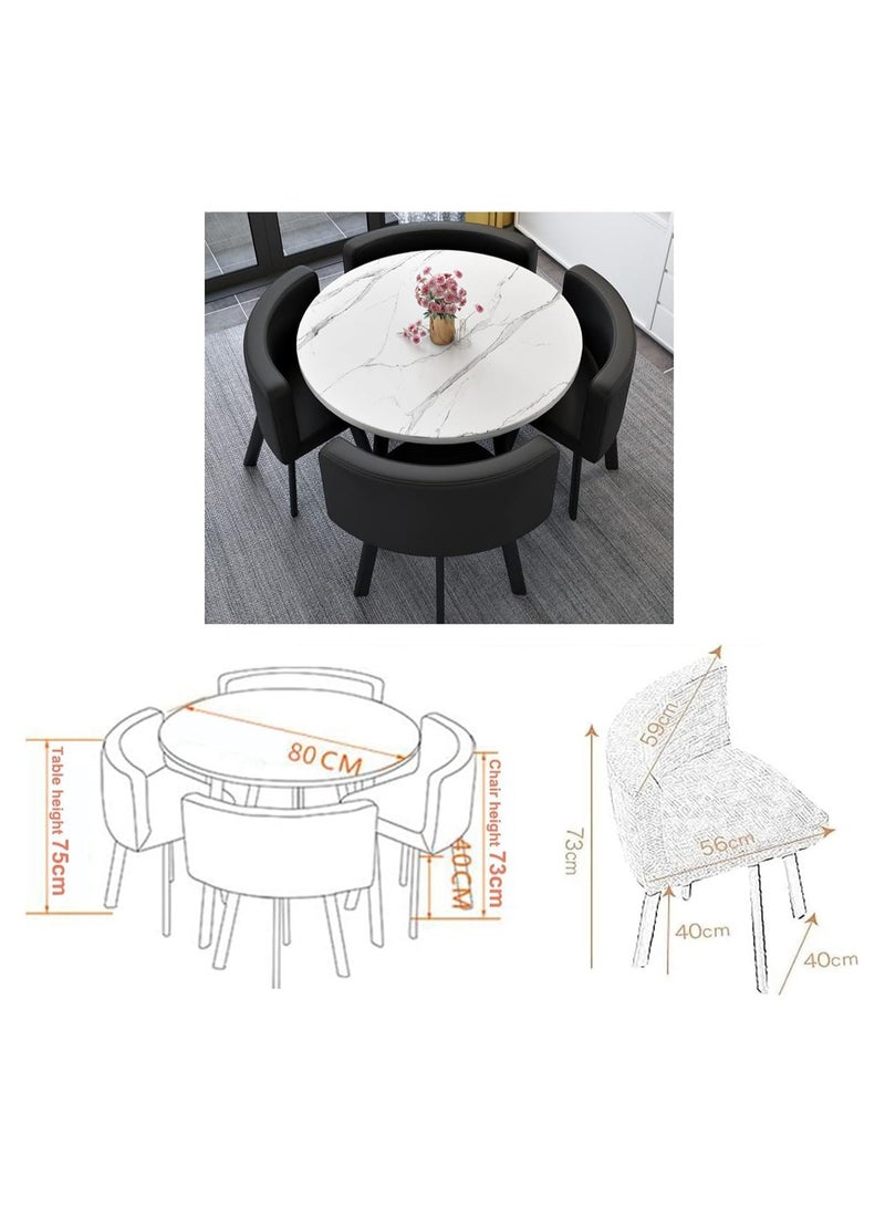 Harmony Home 5-Piece Round Dining Table Set – Wooden Dining Room Furniture with 4 Upholstered Chairs (White & Green) - Image 2