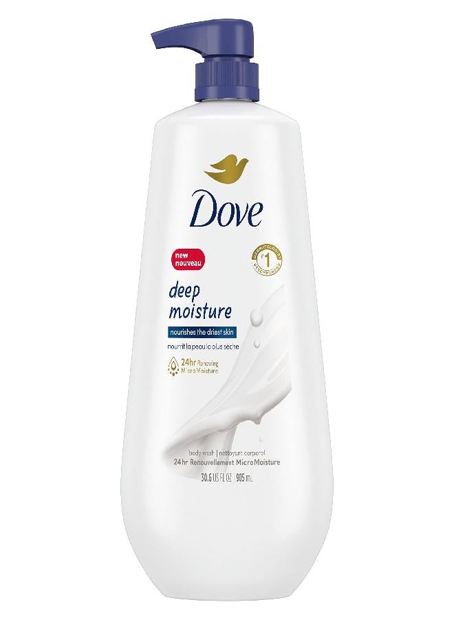 Dove Body Wash with Pump Deep Moisture For Dry Skin Moisturizing Skin Cleanser with 24hr Renewing MicroMoisture Nourishes The Driest Skin 30.6 oz - Image 1