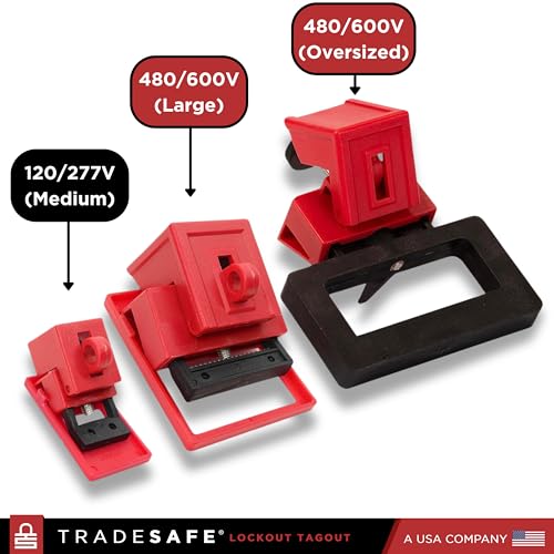 TRADESAFE Circuit Breaker Lockout Device, 10 Pack, 120/277 Volt, Clamp-on Single Pole Breaker Lock Out Device, OSHA Compliant, Premium Grade, Medium - Image 3