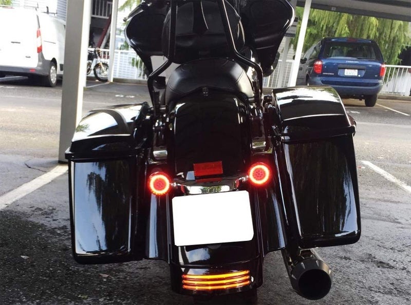 iJDMTOY 2-Inch White Halo/Amber Inner 1157 Front & Red Full LED Rear Turn Signal Light Bulbs Compatible with Harley Davidson Touring Electra Glide Road King Sportster Motorcycles - Image 2