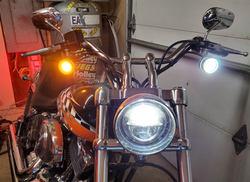 iJDMTOY 2-Inch White Halo/Amber Inner 1157 Front & Red Full LED Rear Turn Signal Light Bulbs Compatible with Harley Davidson Touring Electra Glide Road King Sportster Motorcycles - Image 1