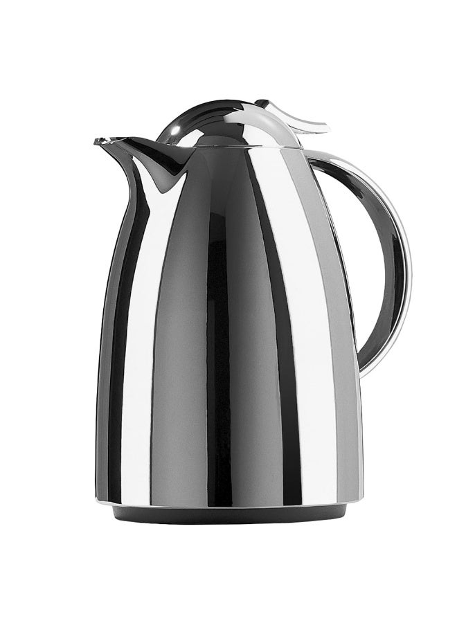 EMSA Auberge Quick Tip Vacuum Flask 1.5L – Chrome Large Insulated Drink Jug for Tea, Coffee & Hot or Cold Beverages – Made in Germany - Image 1