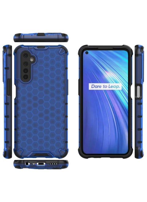 Case Cover Honeycomb Case Shockproof Camera Protection Cover Compatible with  Realme 6 (Blue)