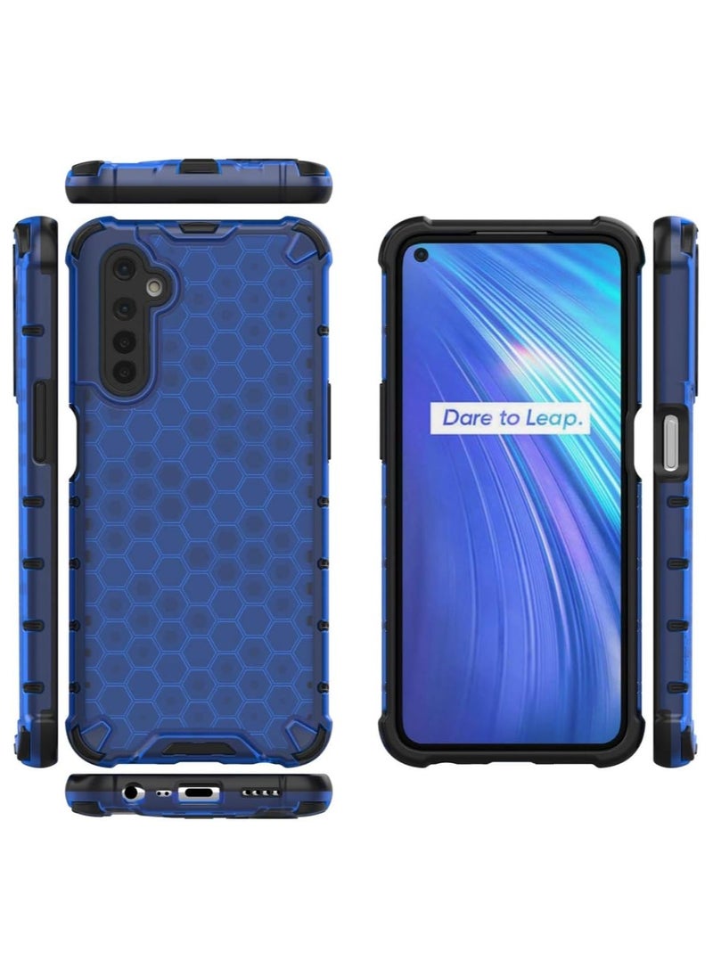 Case Cover Honeycomb Case Shockproof Camera Protection Cover Compatible with  Realme 6 (Blue)