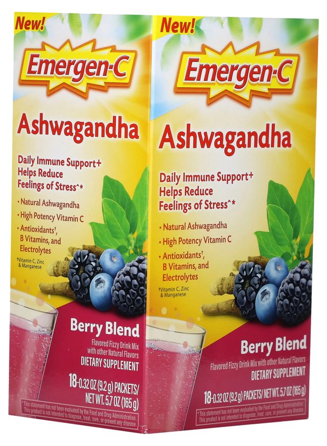 Emergen-C Ashwagandha Berry Blend 18 Packets 0.32 oz (9.2 g) Each - Image 2