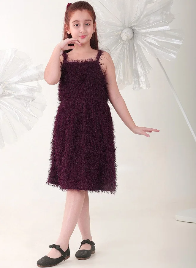 Bonkids BONKIDS Maroon Satin Fit & Flare Dress for Girls