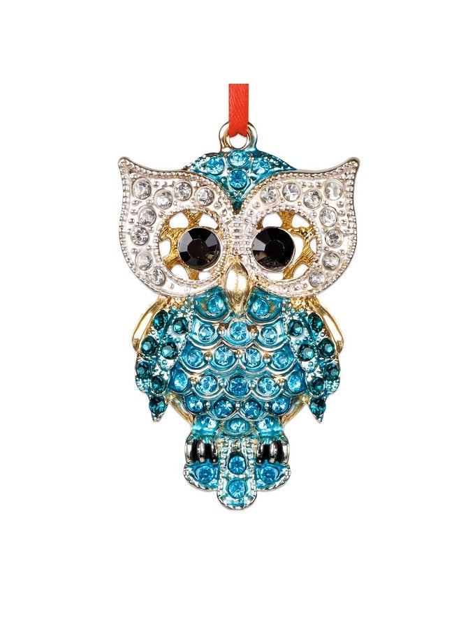 WaaHome Teal Owl Christmas Ornaments Metal Owl Keepsake Ornaments for Christmas Tree Decorations, Owl Decor Christmas Ornaments Gifts for Women Girls Mom Kids Owl Lovers - Image 1
