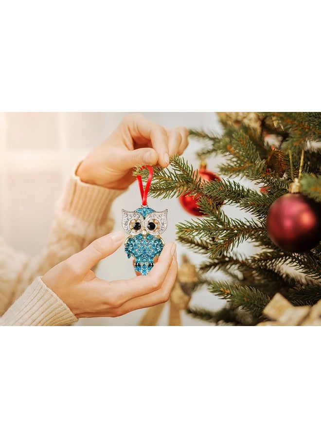 WaaHome Teal Owl Christmas Ornaments Metal Owl Keepsake Ornaments for Christmas Tree Decorations, Owl Decor Christmas Ornaments Gifts for Women Girls Mom Kids Owl Lovers - Image 2