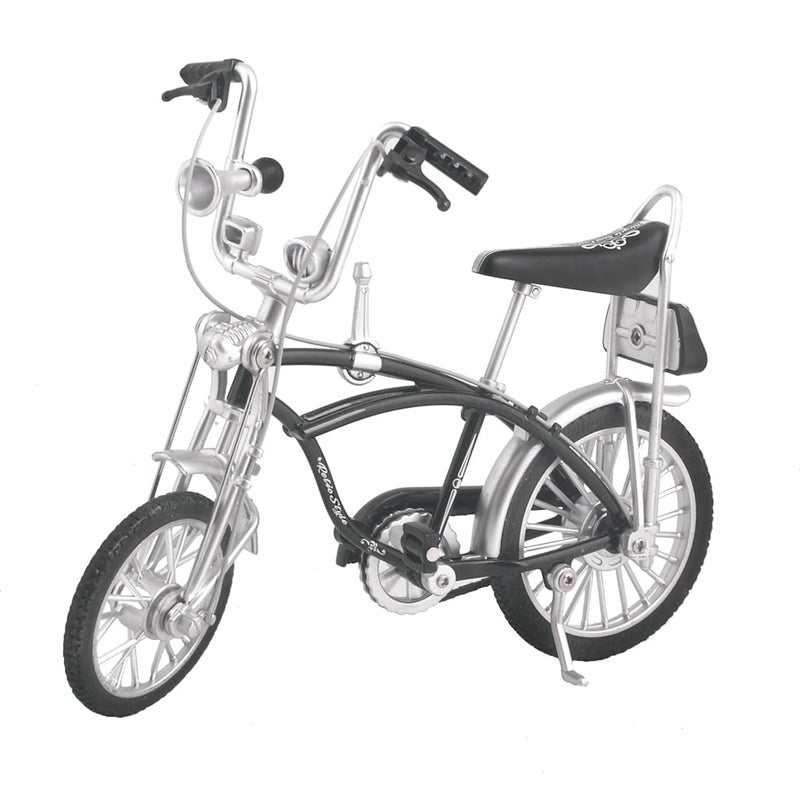 Ailejia Retro Bicycle Model Ornament For Kids Vintage Metal Desktop Mini Retro Style Alloy Classical Bike Toy Finger Bike Models Toys  Creative Iron Art Tabletop Ornament Toys (Schwin Black) - Image 1