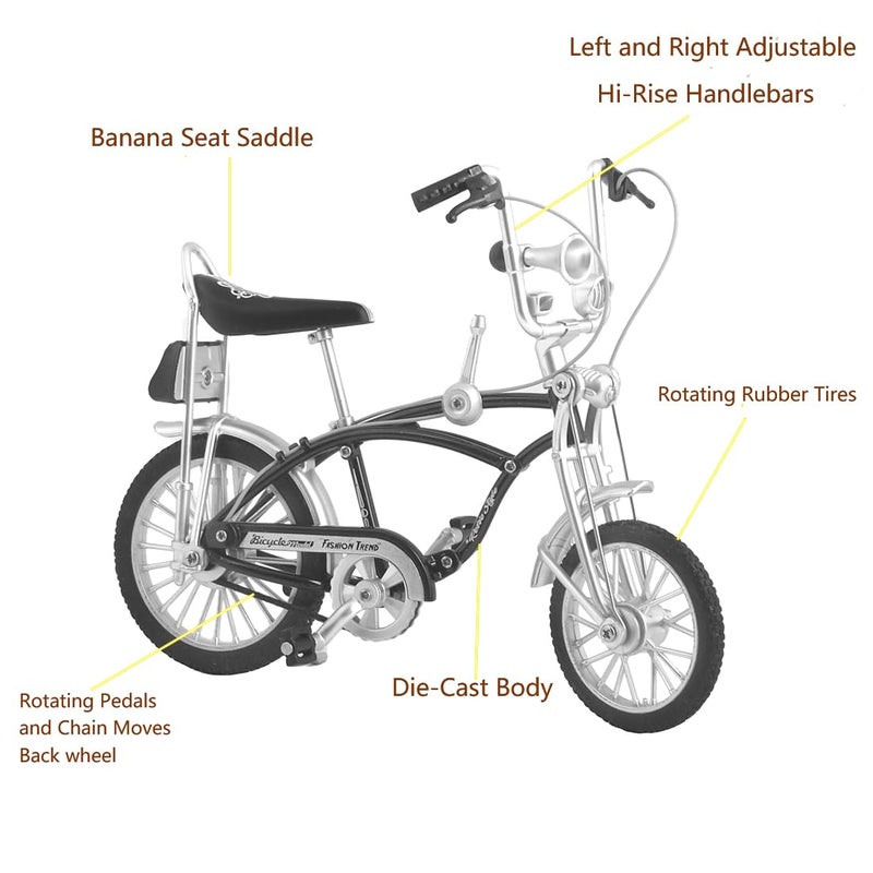 Ailejia Retro Bicycle Model Ornament For Kids Vintage Metal Desktop Mini Retro Style Alloy Classical Bike Toy Finger Bike Models Toys  Creative Iron Art Tabletop Ornament Toys (Schwin Black) - Image 3