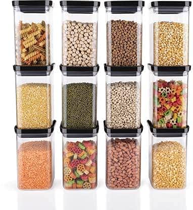 SIXFIREUnbreakable Air Tight Square Plastic Containers Set for Kitchen Storage 1100ml Kitchen Container Storage Containers Container Sets Plastic Grocery Container AirTight Design 12 - Image 1