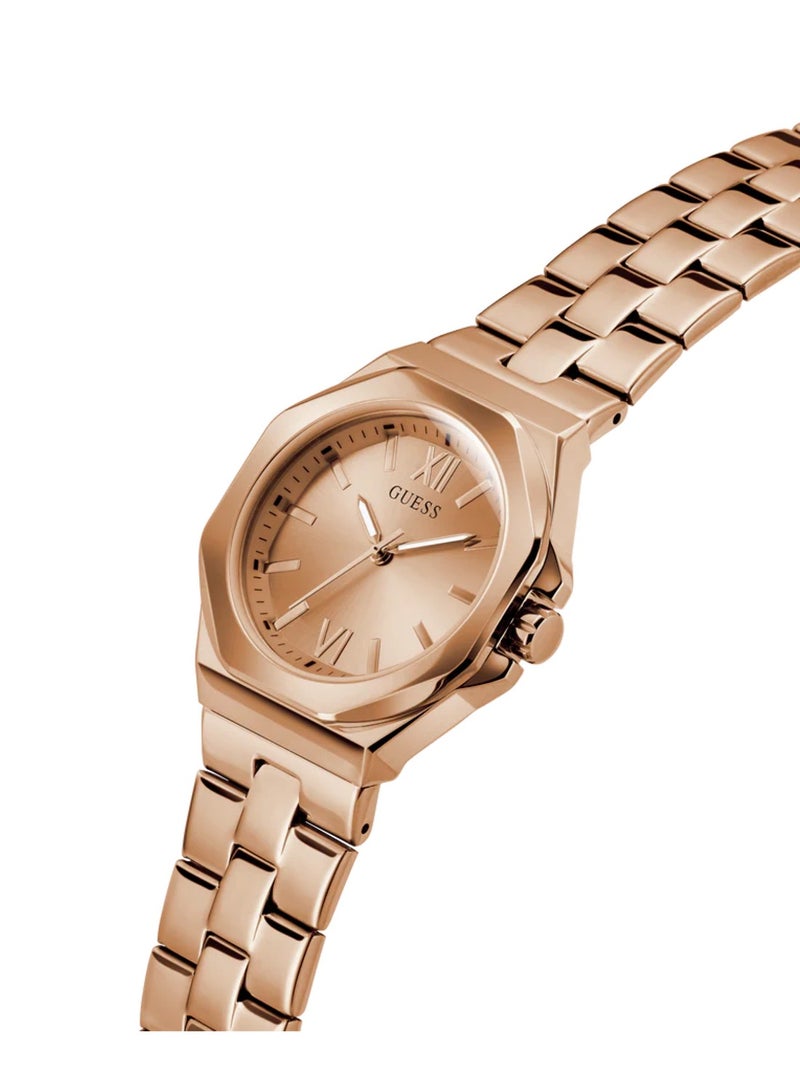 GUESS ساعة نسائية إمبراطورية أنالوج كوارتز بقرص وردي ذهبي من الستانلس ستيل GW0873L3 - 34 مم - Image 2