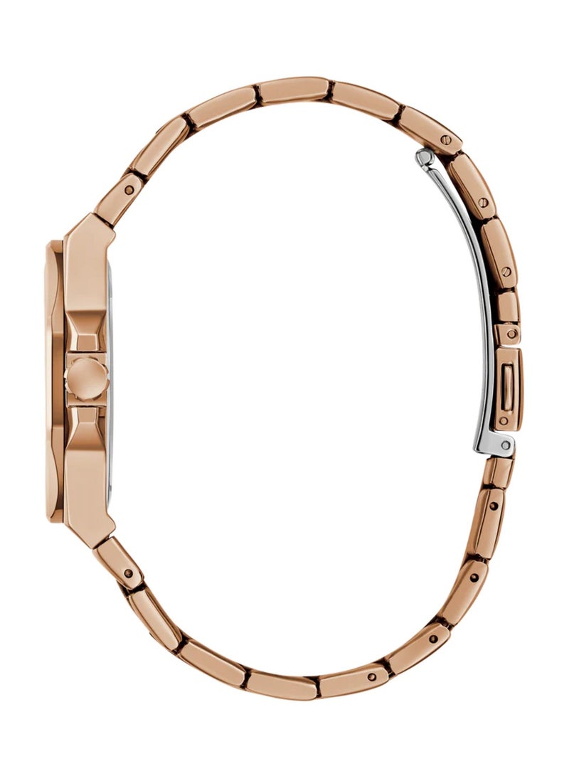 GUESS ساعة نسائية إمبراطورية أنالوج كوارتز بقرص وردي ذهبي من الستانلس ستيل GW0873L3 - 34 مم - Image 3