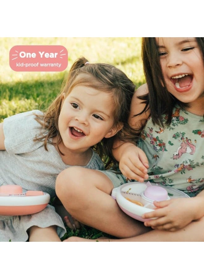 GoBe Kids Small Snack Spinner Slide Bundle with Hand Strap and Sticker Sheet - Reusable Snack Container with 5 Compartment Dispenser and Lid | BPA/PVC Free | Dishwasher Safe | No Spill - Taro Purple - Image 3