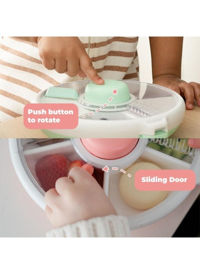 GoBe Kids Small Snack Spinner Slide Bundle with Hand Strap and Sticker Sheet - Reusable Snack Container with 5 Compartment Dispenser and Lid | BPA/PVC Free | Dishwasher Safe | No Spill - Taro Purple - Image 5