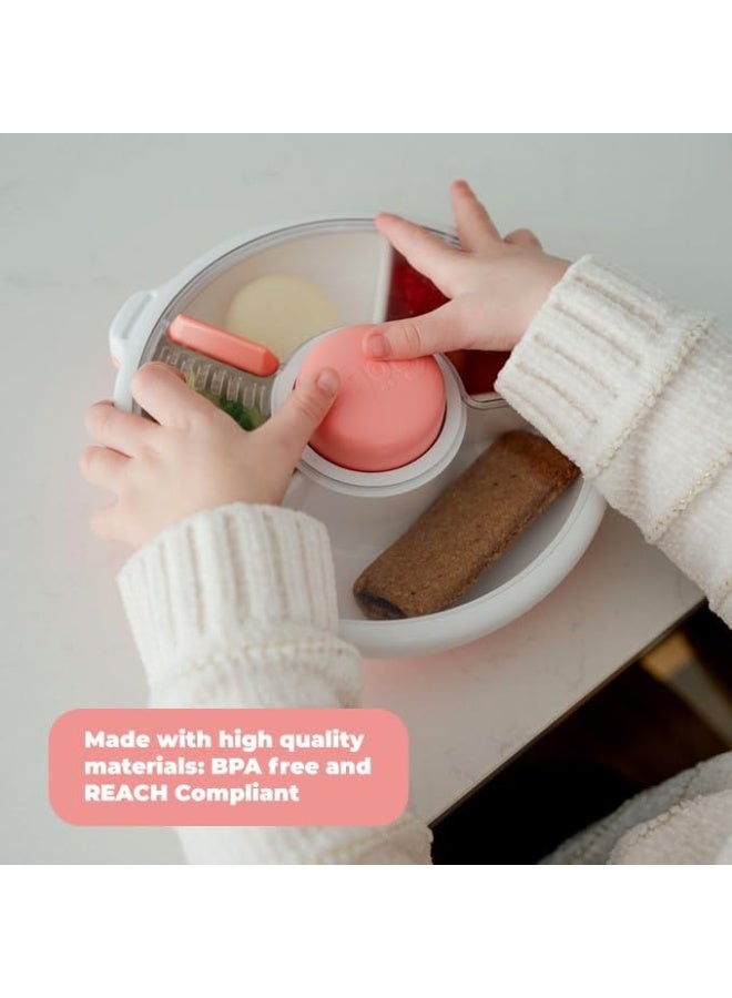 GoBe Kids Small Snack Spinner Slide Bundle with Hand Strap and Sticker Sheet - Reusable Snack Container with 5 Compartment Dispenser and Lid | BPA/PVC Free | Dishwasher Safe | No Spill - Taro Purple - Image 4