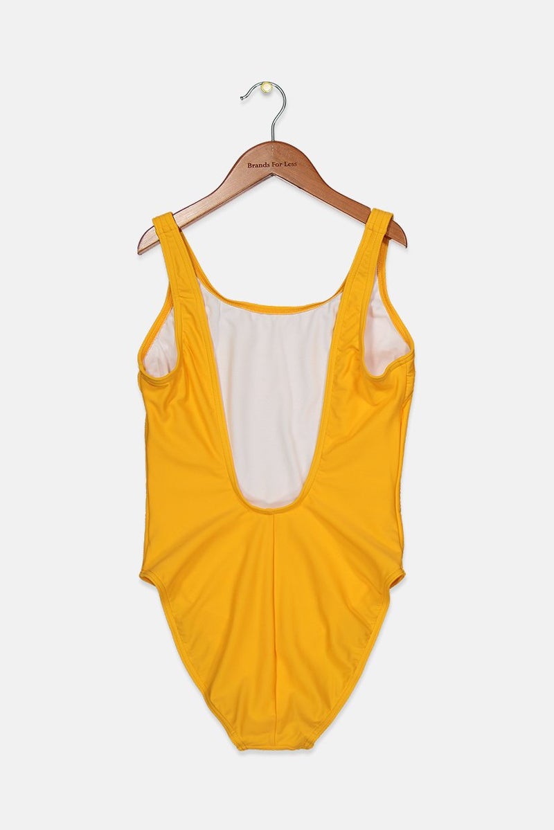speedo Women Brand Logo Sleeveless Non Padded One Piece Swimsuit, Yellow  - Image 2
