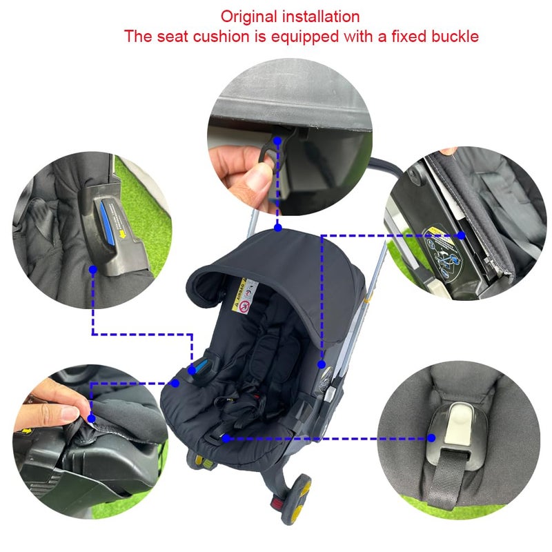 Feliliber Stroller Replacement Seat Cushion Compatible with Doona Infant Car Seat Strollers, 600D Textile (Black) - Image 3