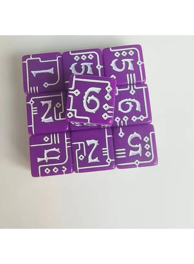 10pcs Purple And White Number Game Dice Set Unique Texture Tabletop Family Party - Image 1