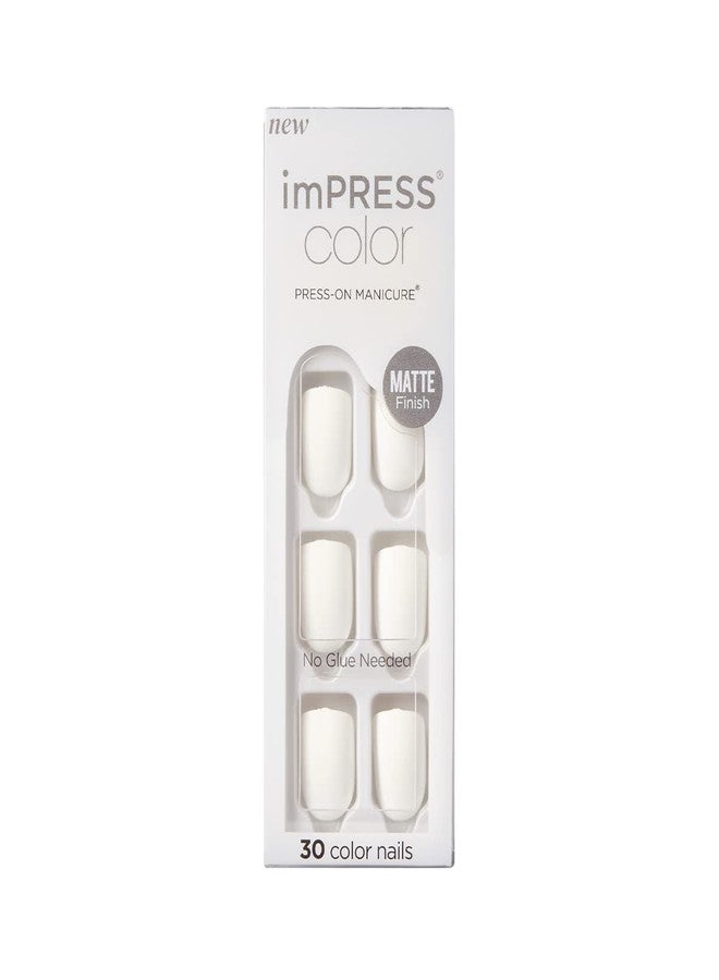 Impress KISS imPRESS Color Press-On Manicure Fake Nails, Brie - Short Length, Matte, Polish-Free Solid Color Mani, Includes Prep Pad, Mini File, Manicure Stick, and 30 Fake Nails - Image 1