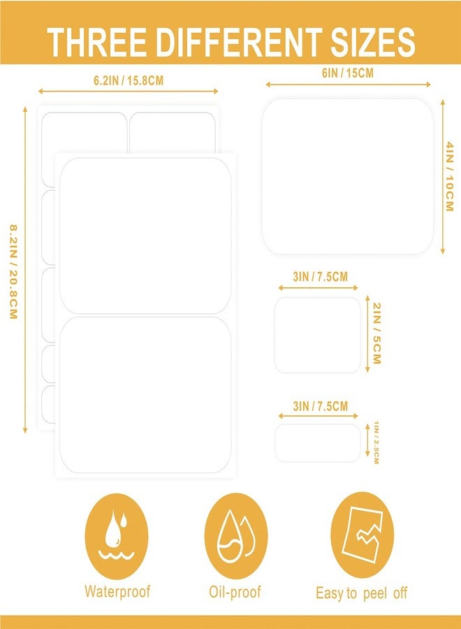 KIUKIUO 180 Large Size Removable Customizable Blank Labels,three sizes, Water/Oil/Tear Resistant, No Residue for Home Organization Projects, Bins,Desk Items 6inx4in,3inx2in,3inx1in - Image 3