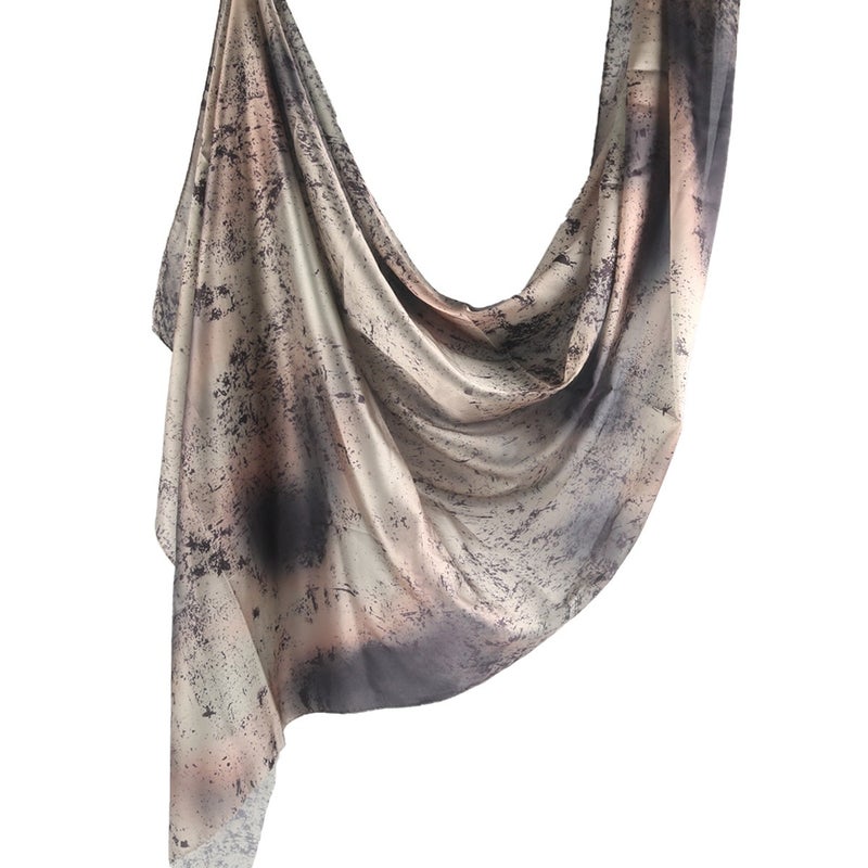 Silk Printed Headscarf - Ethnic Shawl with Premium Marble Print 85*180cm