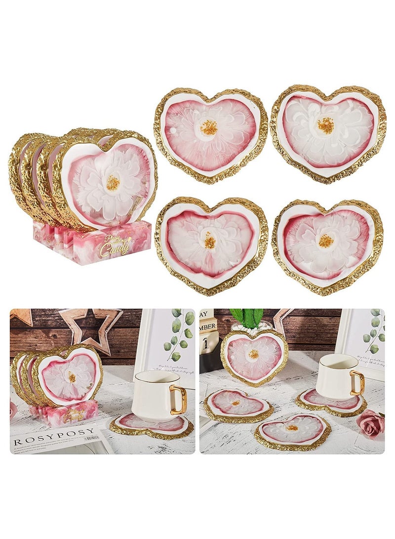 SYOSI مجموعة قوالب راتنج على شكل قلب من الجيود، 4 قطع من قوالب الأكواب لصب راتنج الإيبوكسي مع قالب صندوق تخزين، قوالب سيليكون على شكل جيود للحرف اليدوية المصنوعة من الراتينج، مفارش الأكواب، ديكور المنزل - Image 2