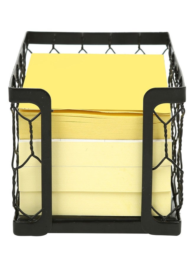 MyGift 3 X 3 Matte Black Metal Chicken Wire Office Desktop Sticky Note Dispenser, Square Memo Pad Holder - Image 2