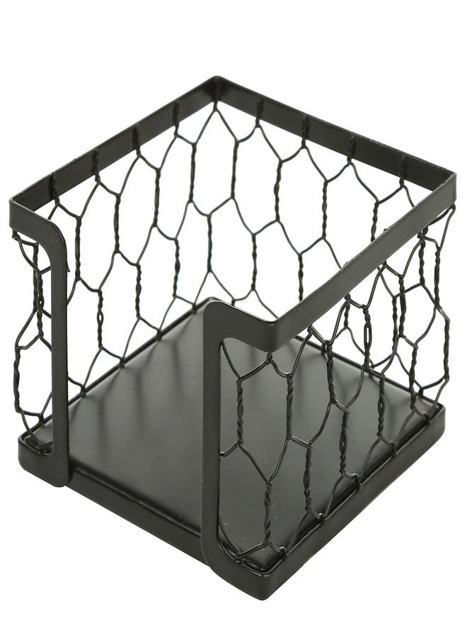 MyGift 3 X 3 Matte Black Metal Chicken Wire Office Desktop Sticky Note Dispenser, Square Memo Pad Holder - Image 4