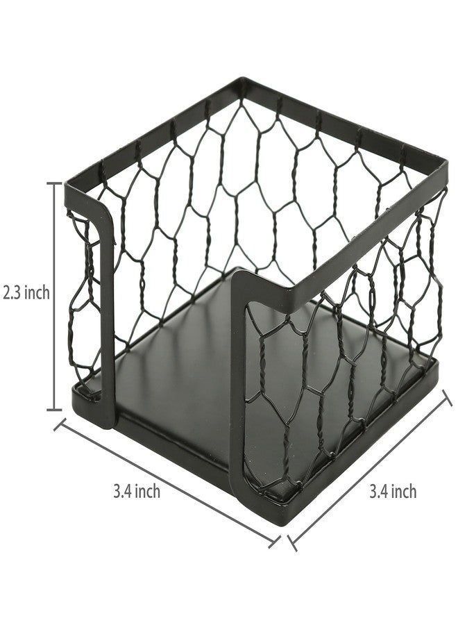 MyGift 3 X 3 Matte Black Metal Chicken Wire Office Desktop Sticky Note Dispenser, Square Memo Pad Holder - Image 5