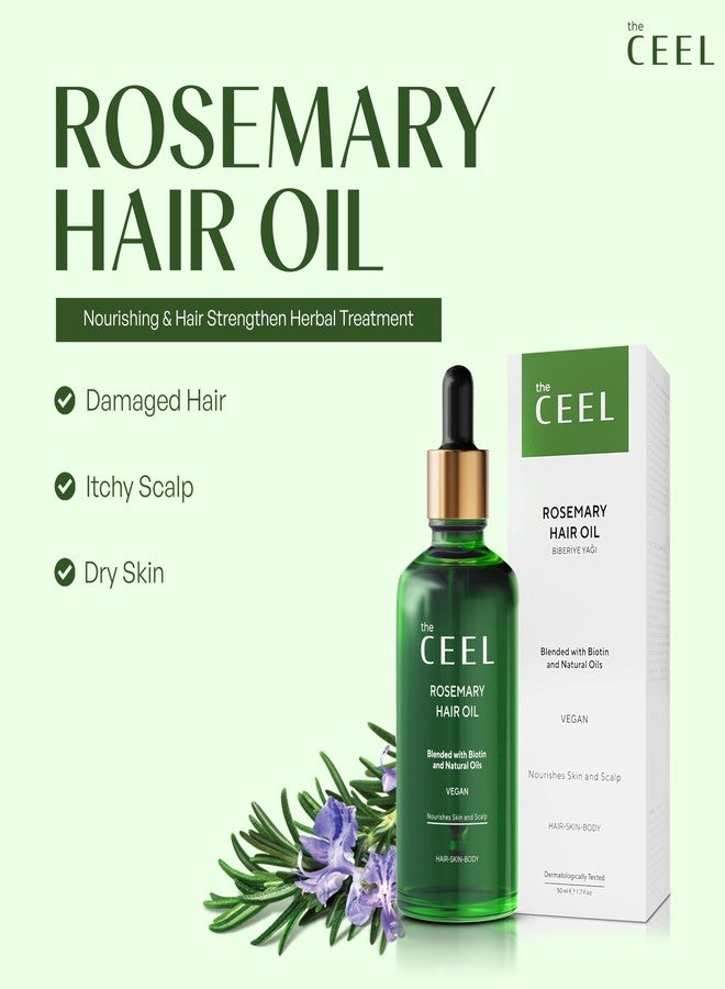 The Ceel Rosemary Hair Growth Oil with Dropper - Nourishing & Strengthening Vegan Formula for Damaged Hair, Itchy Scalp, Dry Skin, Eyelashes & Eyebrows - Biotin, Castor & Jojoba - 50 ML - Image 2