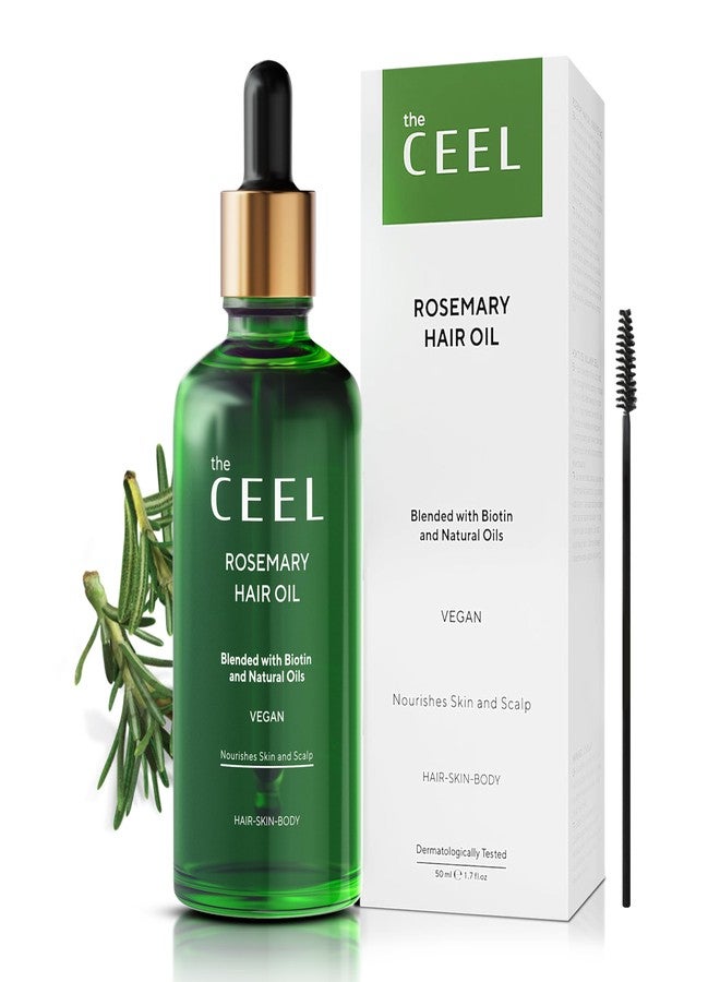 The Ceel Rosemary Hair Growth Oil with Dropper - Nourishing & Strengthening Vegan Formula for Damaged Hair, Itchy Scalp, Dry Skin, Eyelashes & Eyebrows - Biotin, Castor & Jojoba - 50 ML - Image 1