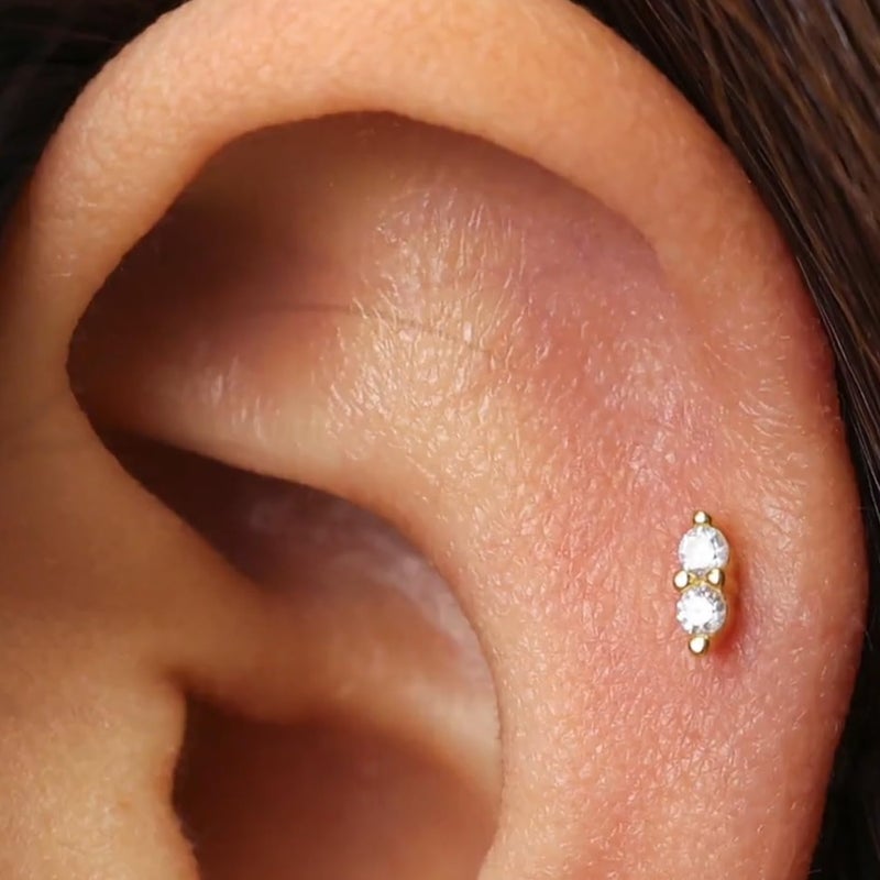 NONTAI CZ Flat Back Earring Set, 18G Threadless Nose Stud Cartilage Tragus Earrings Conch Stud Helix Piercing Jewelry - Image 5
