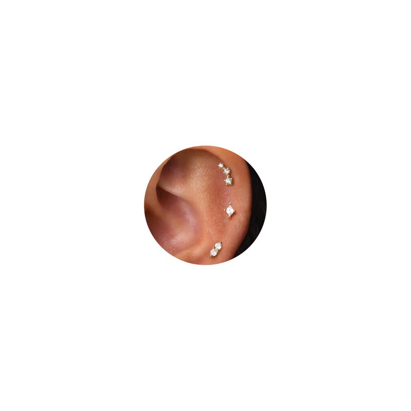 NONTAI CZ Flat Back Earring Set, 18G Threadless Nose Stud Cartilage Tragus Earrings Conch Stud Helix Piercing Jewelry - Image 1