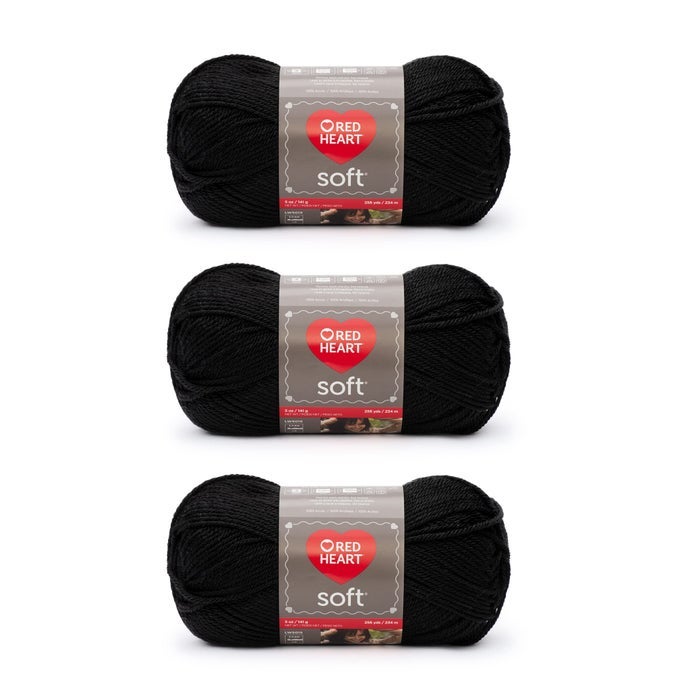 SOFT BLACK YARN 3 PACK OF 141G5OZ ACRYLIC 4 MEDIUM WORSTED 256 YARDS KNITTINGCROCHET