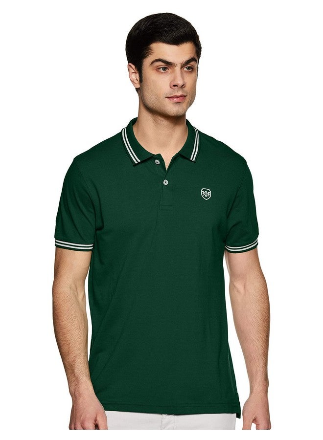 ماكس قميص بولو سادة بأكمام نصفية وقصة ضيقة للرجال من ماكس (أخضر_XL) - Image 1