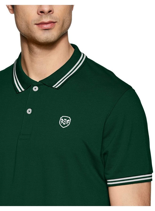 ماكس قميص بولو سادة بأكمام نصفية وقصة ضيقة للرجال من ماكس (أخضر_XL) - Image 2