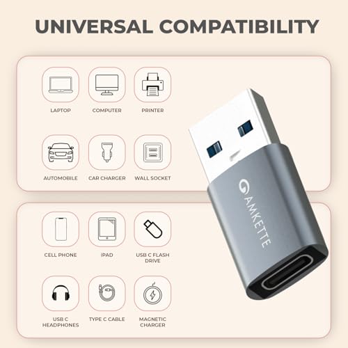 Amkette USB 3.0 Type-C Female to USB-A Male OTG Adapter | 5Gbps High-Speed Data Transfer | 15W Fast Charging | Compact, Portable & Durable Aluminum Alloy | Universal Compatibility for Laptops & More - Image 4