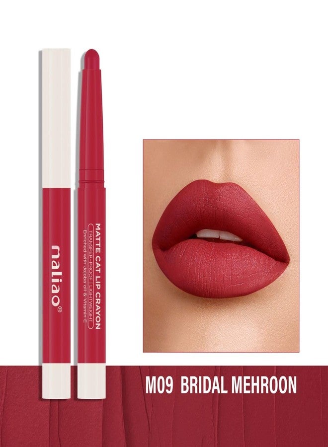 Maliao Matte Cat Lip Crayon: Transfer-Proof & Lightweight (09-BRIDAL MEHROON) - Image 3