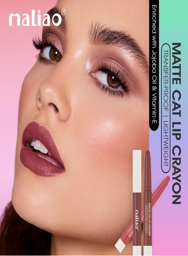 Maliao Matte Cat Lip Crayon: Transfer-Proof & Lightweight (09-BRIDAL MEHROON) - Image 4