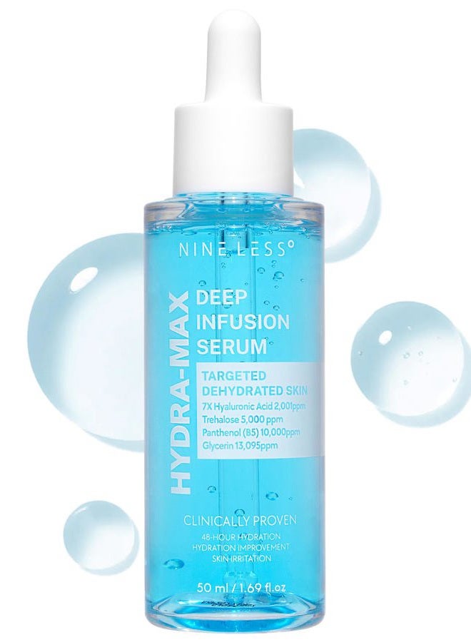 NINELESS HYDRA-MAX Deep Infusion Serum –48hr Korean Hydrating Face Serum with Hyaluronic Acid, Panthenol - 5 Ceramides -Deep Moisture, Fast Absorbing, All Skin Types, 1.69 fl.oz. - Image 1