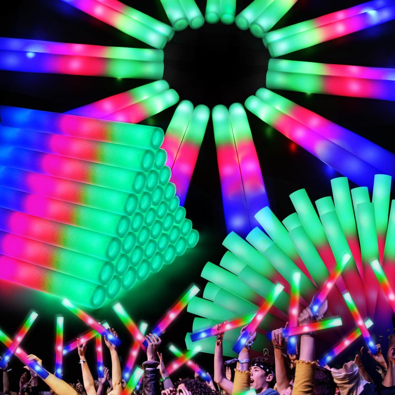 OLUPP 150 PCS Led Foam Sticks Bulk Glow Sticks with 3 Colors Flashing Light Up Baton Wands for Kids Glow Sticks Party Supplies for party Wedding Raves Concert Camping Sporting Events - Image 3
