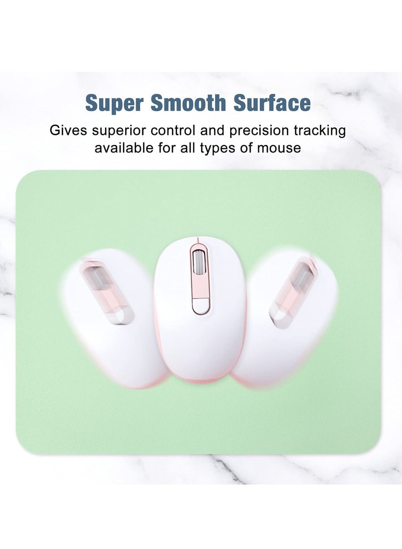 Mouse Pad, Double-Sided PU Leather Small Round Mousepad 10.2 x 8.7 Inch, Anti-Slip Waterproof Pretty Lovely Mouse Mat for Office Home Gaming Laptop Men Women Kid(Green Blue) - Image 3